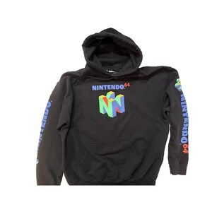 Nintendo‎ 64 Hoodie Mens Large Black 2018 Retro Sleeve Hits Y2K Gamer